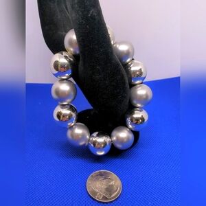 🩷Bohemian Beaded Stretch Bangle Bracelet Silver Tone Stackable New